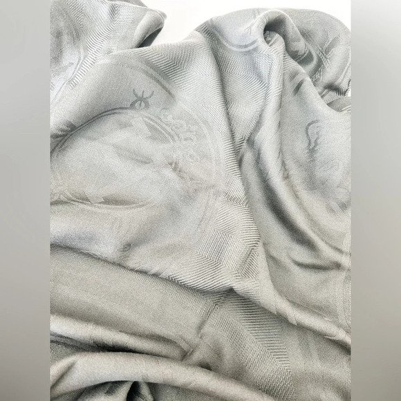 NWT HERMES Cashmere Silk New Libris Stole Shawl Gray Flanelle 210cm x 75cm - Picture 8 of 8